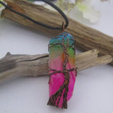 Tree of Life Rainbow Titanium Aura Quartz Necklace