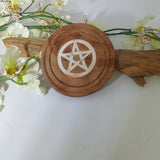 Wooden Pentagram Inlaid Altar Tile / Coaster