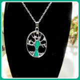 Tree of Life Green Fire Opal Necklace