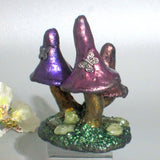 Butterfly Triple Mushroom Fairy Citrine Incense Holder Set