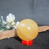 Honey Calcite Sphere & Stand