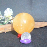 Honey Calcite Sphere & Stand