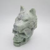 Green Jade Skull & Wolf