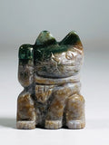 Indian Agate Maneki Neko Luck & Good Fortune Beckoning Money Cat Totem