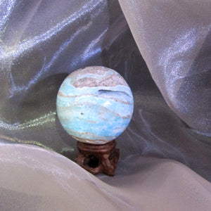 Blue Aragonite Sphere & Stand