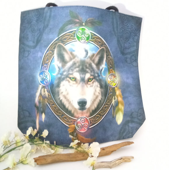 Wolf Power Jute Tote Bag