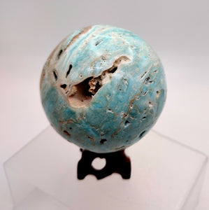 Blue Aragonite Sphere & Stand