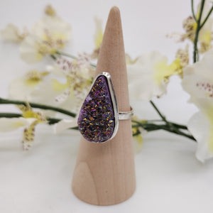 Titanium Druzy Sterling Silver Ring