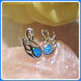 Blue Fire Opal Sterling Silver Stud Earrings