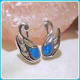 Blue Fire Opal Sterling Silver Stud Earrings