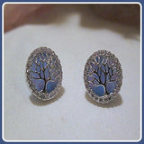 Tree of Life Fire Opal Sterling Silver Stud Earrings