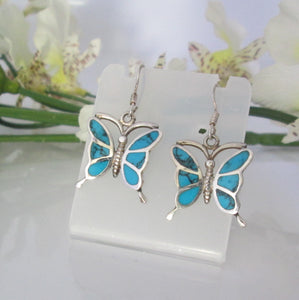 Turquoise Butterfly Sterling Silver Earrings