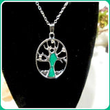 Tree of Life Green Fire Opal Necklace