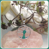 Tree of Life Green Fire Opal Necklace