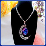 Cosmic Gazing Time  Crescent Moon Necklace