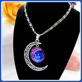 Cosmic Gazing Time  Crescent Moon Necklace