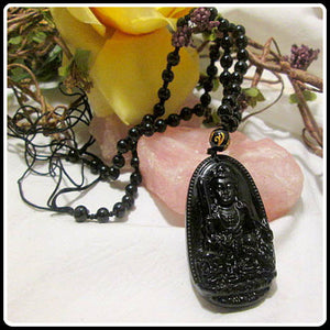 Black Obsidian Samantabhadra Buddha Necklace