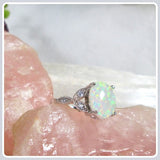 Angel  White Fire Opal Sterling Silver Ring