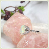 Angel  White Fire Opal Sterling Silver Ring