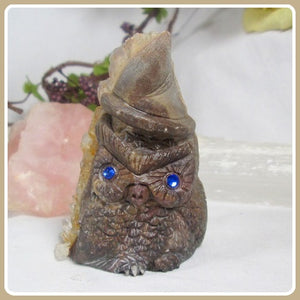 Mr. Woot Owl Crystal Quartz Gemstone Cluster Totem