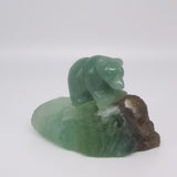Green Aventurine Bear & Fluorite Totem