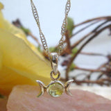 Triple Goddess Peridot Sterling Silver Necklace