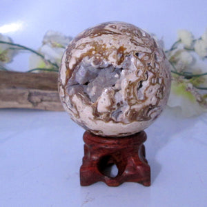 Chocolate Calcite Sphere & Stand