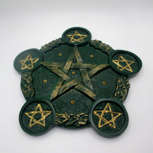 Green Pentagram Incense & candle Holder