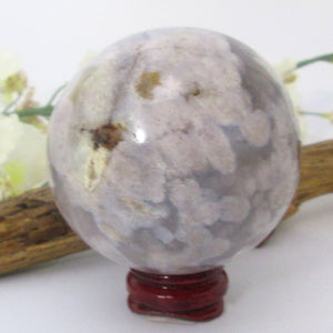 Flower Agate Sphere & Stand