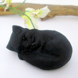 Black Obsidian Sleeping Kitty