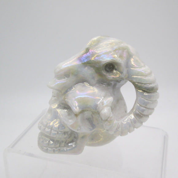 Aura White Jade Ram Skull