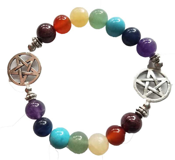 Chakra & Pentagrams Bracelet