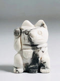 Maneki Neko  White Howlite Money Cat