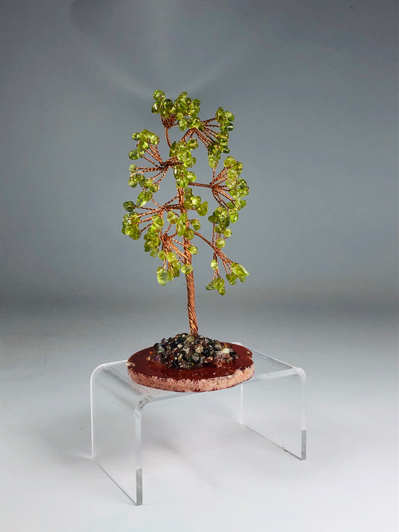 Peridot Gemstone Tree of Life Agate Base