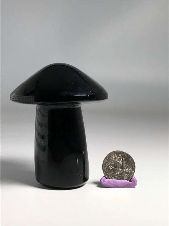 Under Protection Black Obsidian Mushroom Totem