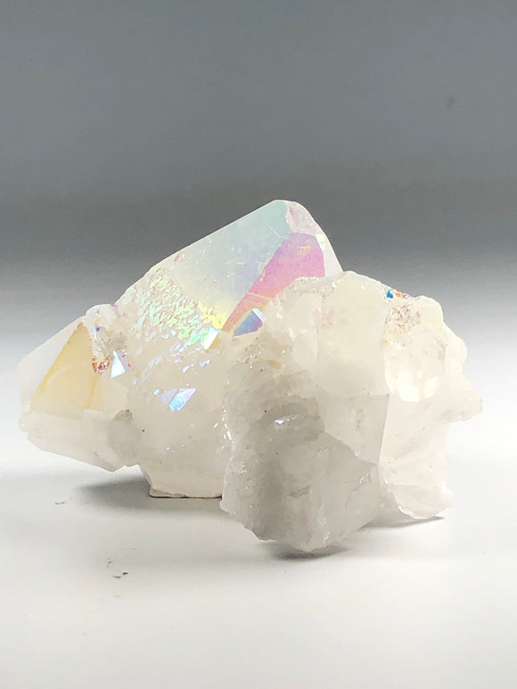White Rainbow Titanium Aura Quartz Cluster