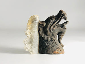 Dragon Head Crystal Quartz Gemstone Cluster Totem