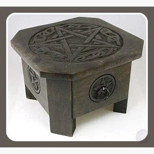 Celtic Pentagram Altar Table With Drawer Mystical Moons