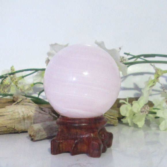 Pink Calcite Sphere & Stand