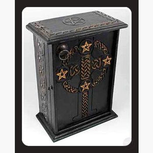 Pentagram & Celtic Cross Altar Cupboard Mystical Moons