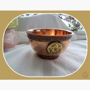 Pentagram Copper Brass Offering Bowl Bowls Mystical Moons