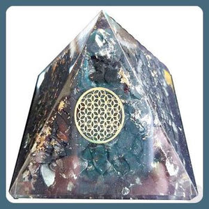 Shungite & Orgone Flower Of Life Pyramid - 70Mm Mystical Moons