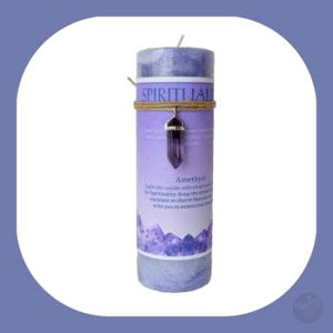 Spirituality Pillar Candle With Amethyst Pendant Candles Mystical Moons