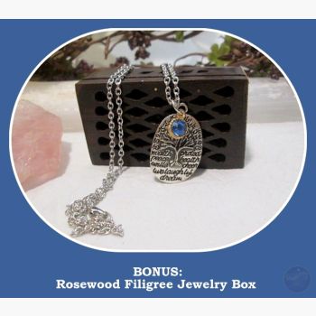 Tree Of Life Blue Sapphire Necklace & Jewelry Box Mystical Moons