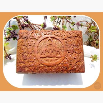 Triquetra Wooden Carved Trinket Box Mystical Moons