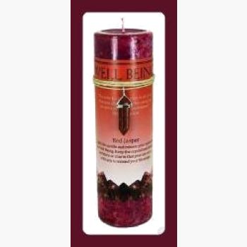 Well Being Pillar Candle With Red Jasper Pendant Candles Mystical Moons