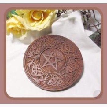 Wooden Pentagram Celtic Altar Tile / Wall Hanging Plaque Mystical Moons